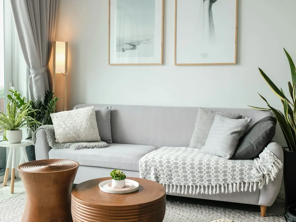 Modern villa living room after cleaning